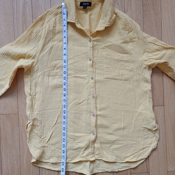 Kenneth Cole Reaction Button-up Blouse, Large, Yellow - Picture 10 of 10